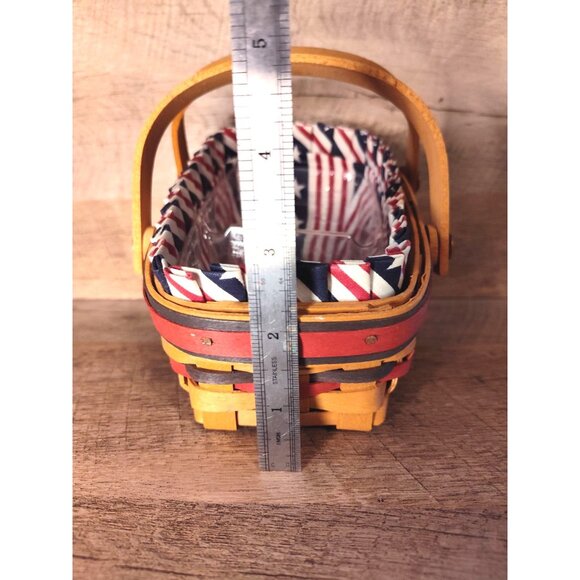 Longaberger Square Basket With Patriotic Liner & Plastic Protector - Picture 12 of 12